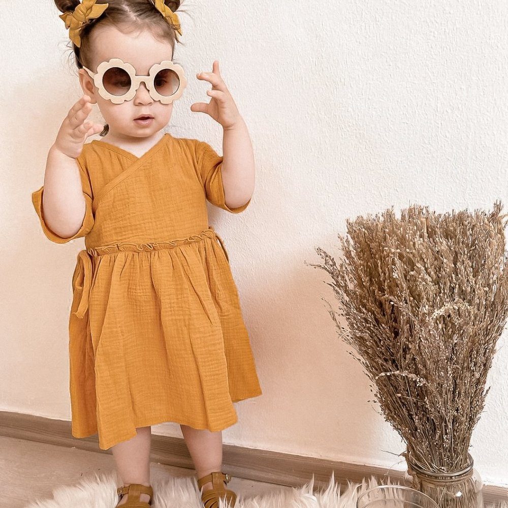 Yellow Linen Toddler Dress